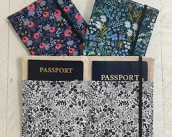 Rifle Paper Co Fabric Passport Holder, Holds 2 Passports, APO Address, International Travel, Floral Travel Accessory Wallet, Honeymoon Gift
