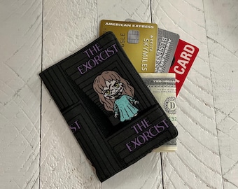 Slim Credit Card Holder - Small Scary Movie Wallet - The Exorcist - IT Stephen King Minimalistic Travel Wallet - Business Card Case