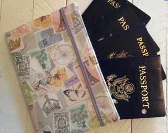 Family Passport Holder, Holds 2, 4, 6, 8 Passports, APO Address, International Travel Wallet, Multiple Passports Travel Fabric Organizer