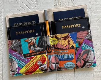 CUSTOM STAR WARS Fabric Large Family Passport Holder, 4-6 Passports, Travel Accessory, Family Cruise, Wallet