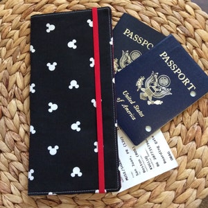 Boarding Passes Passport Travel Wallet, Mickey Minnie Mouse International Long Passport Holder Honeymoon Gift Holds 1-2 Passports, Accessory