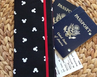 Boarding Passes Passport Travel Wallet, Mickey Minnie Mouse International Long Passport Holder Honeymoon Gift Holds 1-2 Passports, Accessory