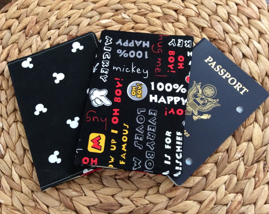 Mickey Passport Cover Mickey Mouse Fabric Passport Holder Etsy