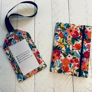 Rifle Paper Co Gift Set Passport Holder and Luggage Tag, APO Address, International Travel, Floral Travel Accessory, Cruise Wallet