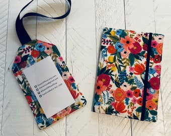 Rifle Paper Co Gift Set Passport Holder and Luggage Tag, APO Address, International Travel, Floral Travel Accessory, Cruise Wallet