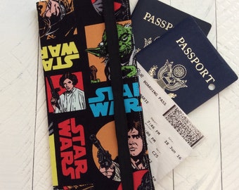 Star Wars Travel Wallet for Passport and Boarding Passes, International Long Passport Holder, Holds 2 Passports, Popular Travel Accessory