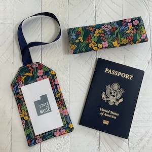 Luggage Tag and Handle Cover - Rifle Paper Co Fabric - International Travel - Floral Travel Accessory - Gift for Travelers - So Cute