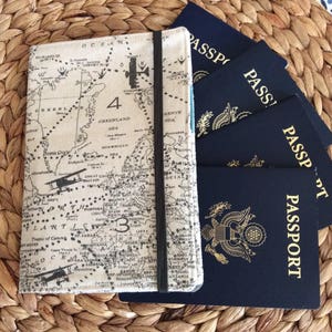 CUSTOM Large Family Passport Holder, 4, 6, 8 Passports, APO Address, World Map International Travel, Travel Accessory, Family Cruise, Wallet image 1