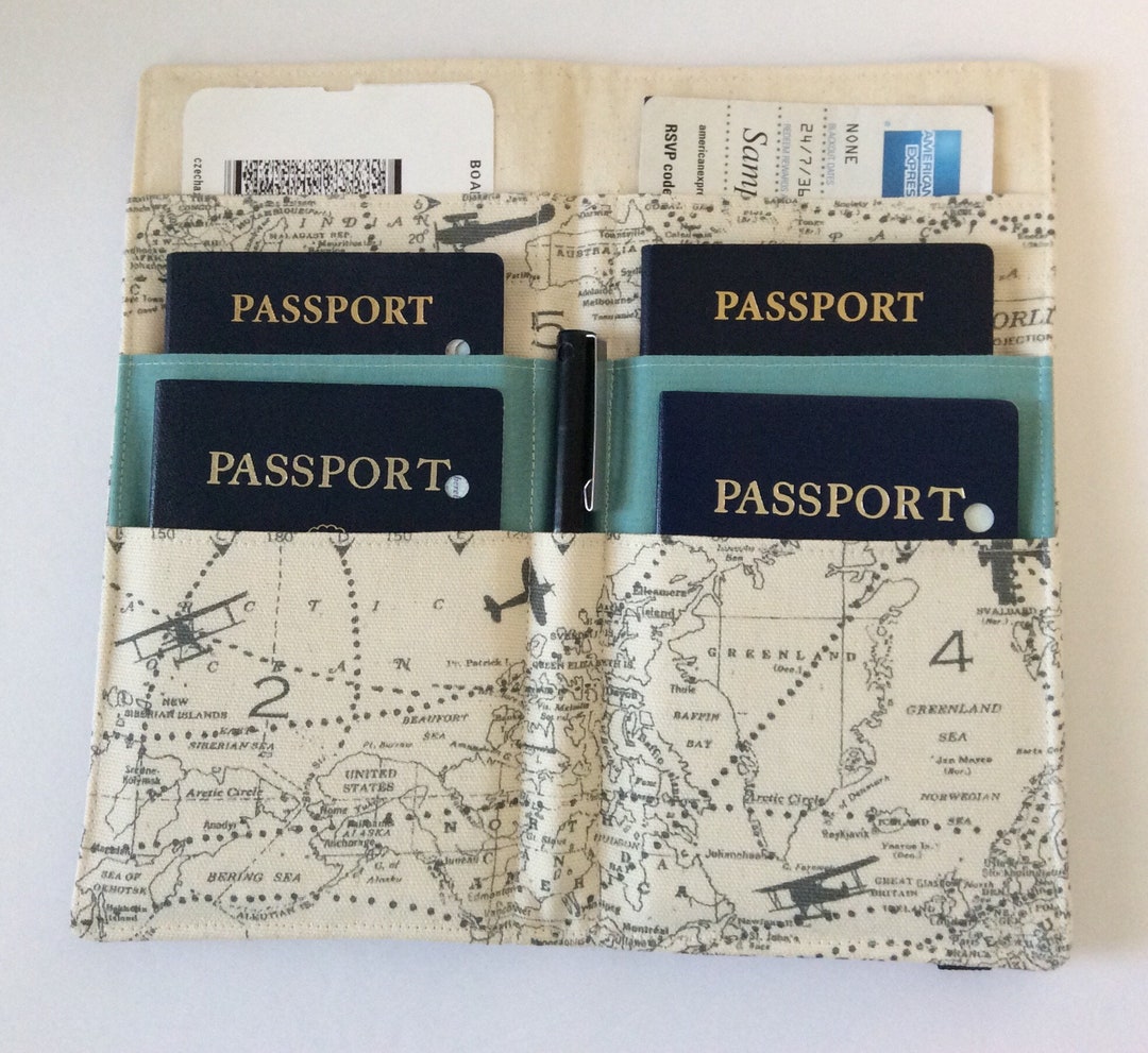 CUSTOM Large Family Passport Holder for 4 Passports, Boarding Passes
