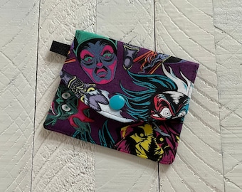 Disney Villain Wallet - Credit Card Holder -FREE SHIPPING Small Snap Wallet - Minimalist Wallet - Travel Case - Cruella Ursula Pocket Wallet