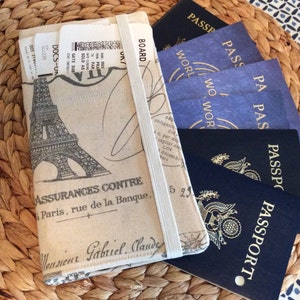 Paris Boarding Passport Holder, Holds 6 or 8 Passports, APO, International Travel, Boarding Passes Pocket, Cruise Travel AccessoryWallet