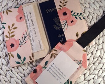 Beautiful Passport Cover Holder and Luggage Tag, World Traveler Gift, Stocking Stuffer Boarding Pass Holder, Study Abroad Gift For Friend