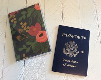 VINYL PASSPORT COVER - Birch Paper by Rifle Paper Co - Tapestry Blue - Peony Floral - Vinyl Cover Wildflower