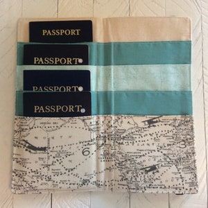 CUSTOM Large Family Passport Holder, 4, 6, 8 Passports, APO Address, World Map International Travel, Travel Accessory, Family Cruise, Wallet image 6