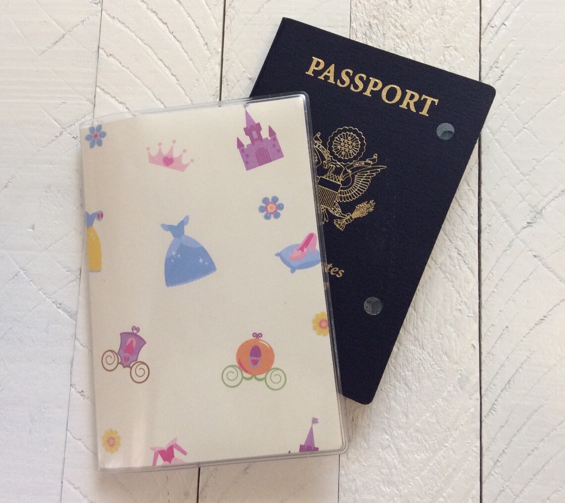Disney Princess VINYL PASSPORT COVER Blue and Pink Etsy