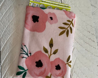 Pink Birth Control Case - Pretty Pink Floral Pill Sleeve - Peonies Pill Cover - Travel Accessory - For your Wallet Purse