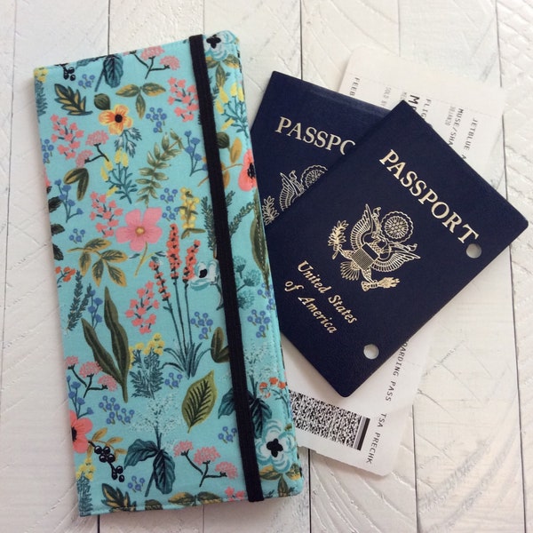 Floral Travel Wallet for Passport and Boarding Passes, Rifle Paper Duel Citizenship Passports, Holds 1-2 Passports, Popular Travel Accessory