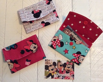 Minnie Mouse Wallet - Disney Pass Holder - Girly Credit Card Holder -Small Snap Wallet - Kid's Fabric Wallet - Travel Wallet - Disney Cruise
