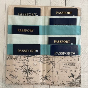 CUSTOM Large Family Passport Holder, 4, 6, 8 Passports, APO Address, World Map International Travel, Travel Accessory, Family Cruise, Wallet image 7