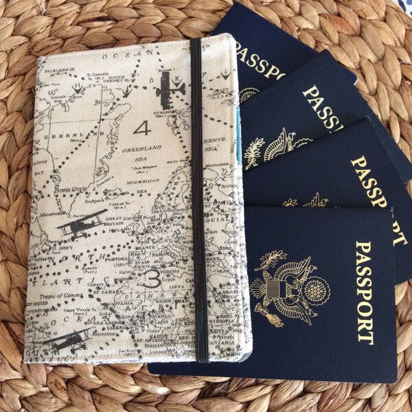 Custom for Abby - Large Family Passport Holder, APO Address, World Map International Travel, Travel Accessory, Family Cruise, Wallet