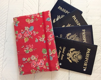 Family Passport Holder, CATH KIDSTON, Holds 4, 6, 8 Passports, APO International Travel, Floral Travel Accessory, Family Cruise, Wallet