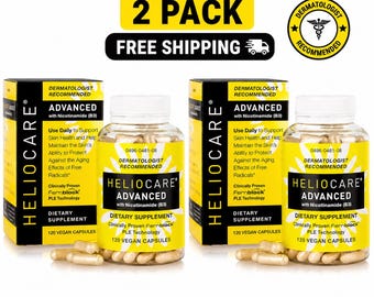 2 PACK Heliocare Advanced Nicotinamide B3 Supplement: Niacinamide 250mg and Fernblock PLE Extract 120mg Per Capsule