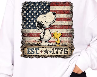 Snoopy 4th of July PNG, Peanuts American Flag Design (Digital Download)
