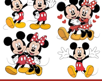 Mickey & Minnie Mouse love design bundle png, Disney file png, Digital Download