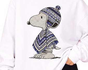 Cozy Snoopy PNG, Winter Beagle Clipart, Trendy Snow Hat Design (Digital Download)