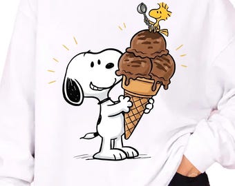 Snoopy Peanuts Eating Icecream, Snoopy Png, Snoopy summer vibes (Digital Download)