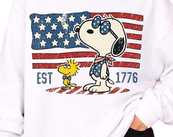 Snoopy 4th of July PNG, Peanuts American Flag Design (Digital Download)