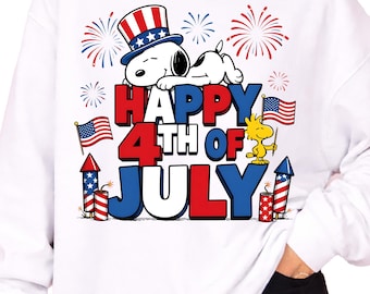 Snoopy 4th of July PNG, Peanuts American Flag Design (Digital Download)