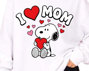 Snoopy I love mom design png, Snoopy Png, Mom Gift design, Snoopy Mom Shirt design (Digital Download)