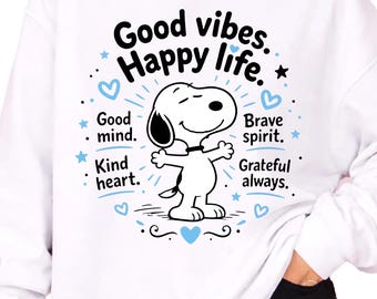 Snoopy good vibes happy life design png, Snoopy Png, (Digital Download)
