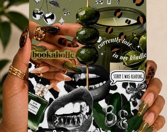 Inserto Kindle Chrome Olive Bookish / Estetica da lettrice afroamericana (Download digitale)