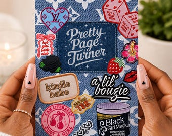 Denim Patchwork Kindle Insert| Pretty Page Turner (Digital Download) | Black Girl Reader Kindle Accessory
