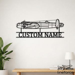 Silueta personalizada del avión Avro Lancaster - Decoración de pared de metal - Arte de bombardero pesado de la Segunda Guerra Mundial