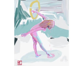 Boreal Dancer. Original Artwork. Contemporary Dance. Surreal Pink Dancer Matte Vertical Poster | Abstract Figurative Art. Wall Art.