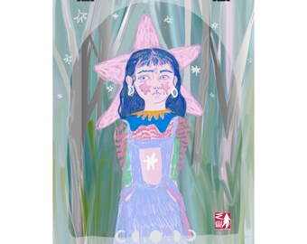 El bosque, las estrellas y tú. Star Girl Illustration Matte Vertical Poster | Pastel Portrait - Original  Artwork. Wall Art Poster.