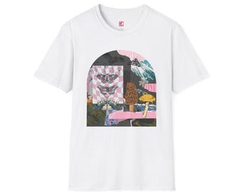 Goblincore-Pilzmotten-T-Shirt, dunkles Cottagecore-T-Shirt mit Fledermaus- und Pilzmotiv, einzigartiges Naturgeschenk für Frauen