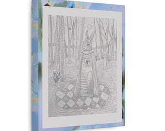 Weiser Hase. Gemälde eines Hasen im Gewand. Tiergemälde. Originale Wandkunst. Kunst mit Menschen. Wandkunst.