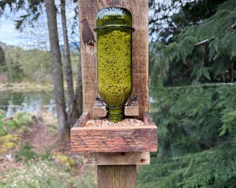 Rustic bottle birdfeeder