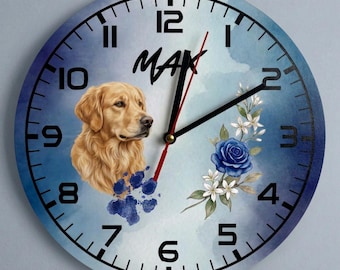 Horloge Murale Chien Personnalisée : Portrait de Race, Prénom, Design Coloré