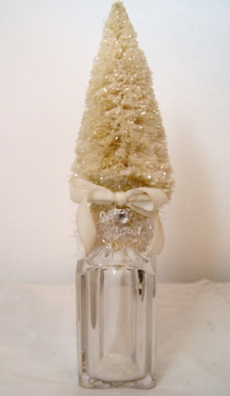 Set Christmas Bottle Brush Trees Crystal bottles glitter Etsy