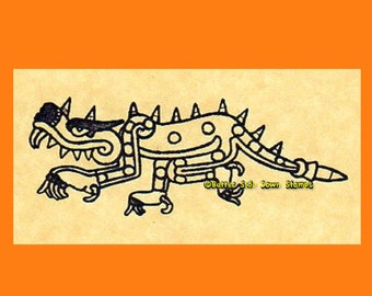 Aztec Crocodile Rubber Stamp