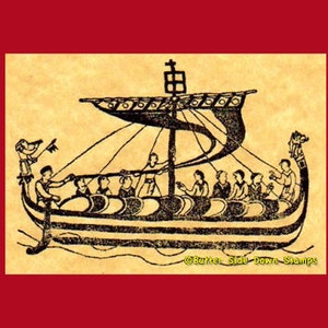 Tampon en caoutchouc pour tapisserie de Bayeux, bateau normand
