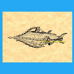 Captain Nemos Nautilus Submarine Rubber Stamp image 1