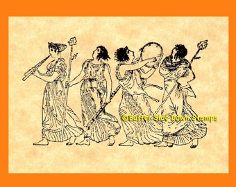 Bacchic Procession Rubber Stamp Dionysus