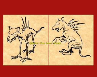 Chupacabra Rubber Stamp Set of 2