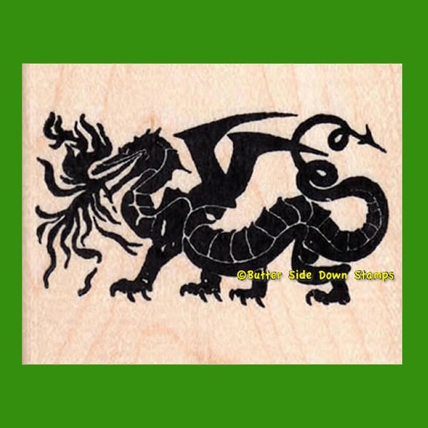 Welsh Dragon Fire Drake Rubber Stamp